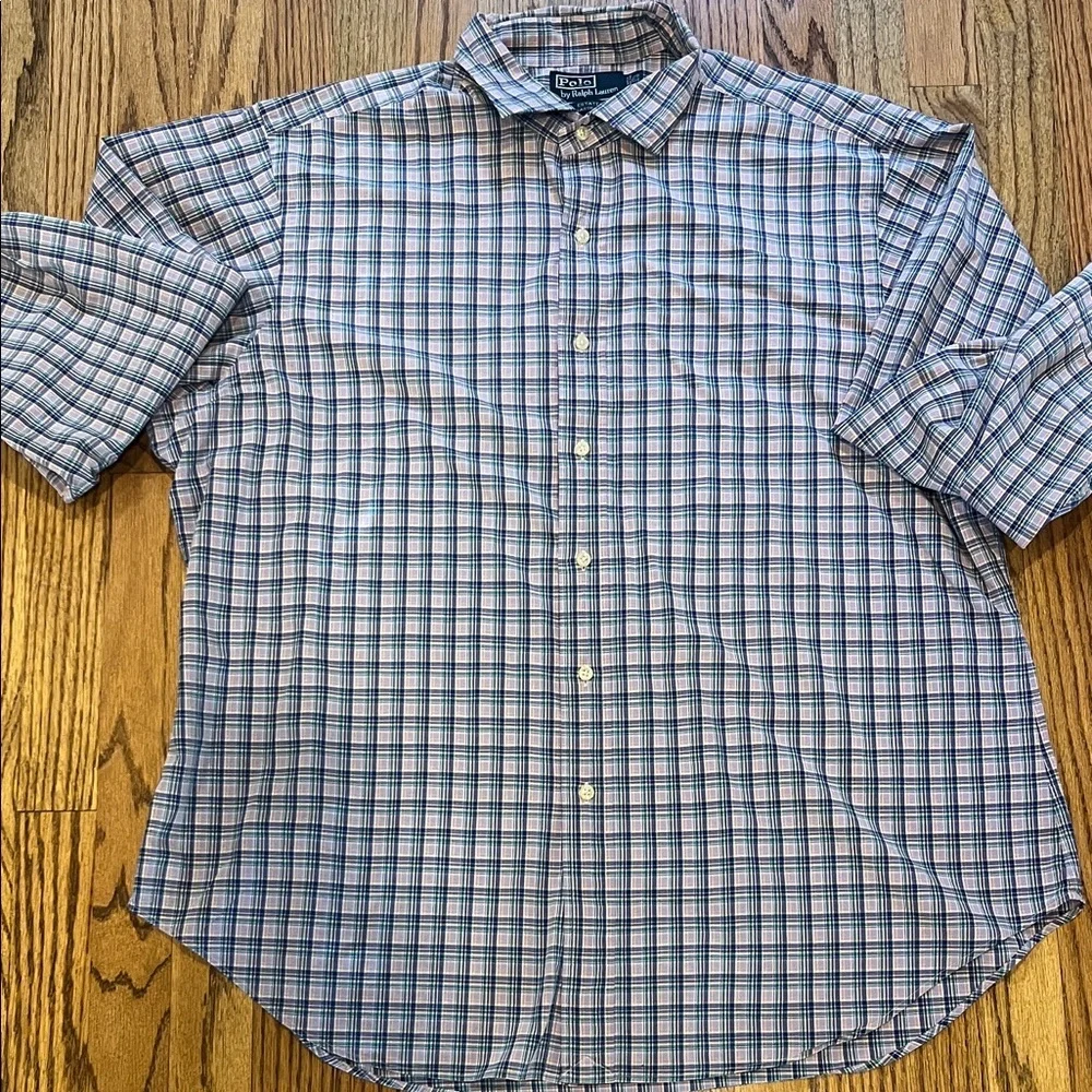 Polo Ralph Lauren Men's Blue and White Checkered Shirt Preppy Classic Fit Plaid